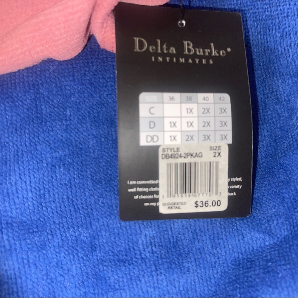Delta Burke bra removable pads nwt sz 2x